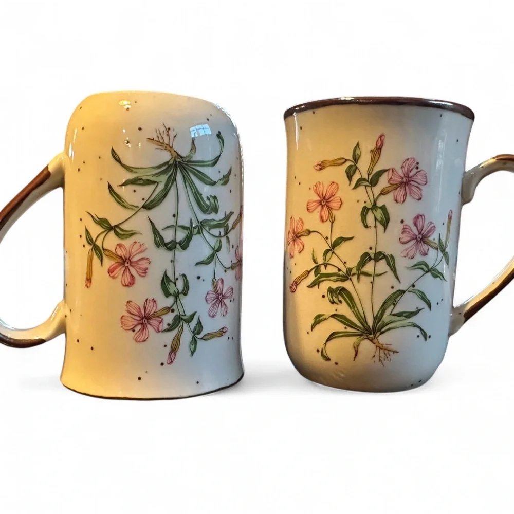 Vintage Set of Wild Pink No. 101 Japan Floral Mugs - Picture 7 of 11